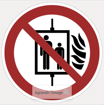 P020 : interdiction d'utiliser l'ascenseur en cas d'incendie - composite - 3mm Taille du pictogramme 100 mm