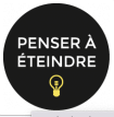 Autocollant "penser à éteindre la lumière" noir diam 35