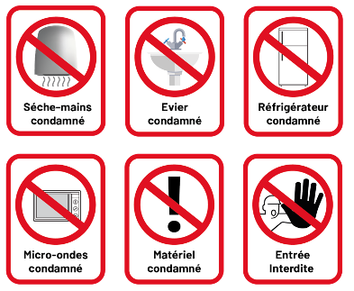 Lot d'autocollants : 6 sèches mains + 6 micro ondes + 6 refrigerateurs