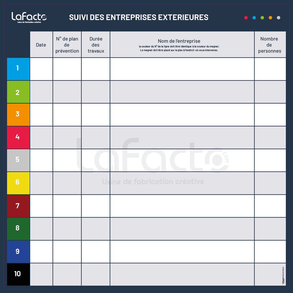 Panneau suivi des entreprises extérieures_panneau couleurs