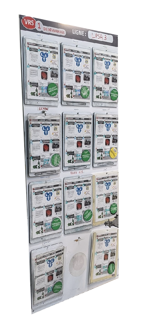 FUJI - Panneau OK Démarrage 730x1600mm Dibond 3mm (partie pour 12 tablettes avec crochets) - Effaçable à sec non magnétique