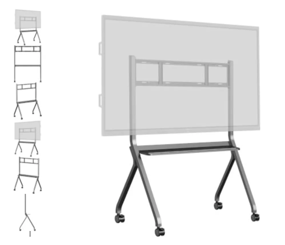 EDOX - Support mobile + étagère pour écrans 55"à 86" sur roulettes non motorisé