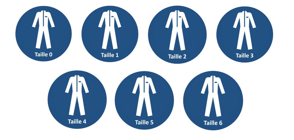 HLP - Lot de 7 autocollants "Taille 0, 1, 2, 3, 4, 5, 6" - 100 x 100mm