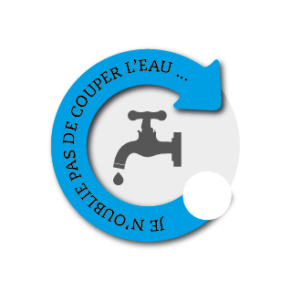 Autocollant "penser à couper l'eau"